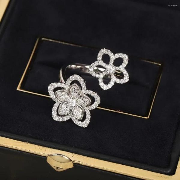 Cluster Ringe Klassische Hohe Qualität Trendy S925 Splitter 2024 Europäischen Luxus Schmuck Für Frauen Kirschblüten Blume