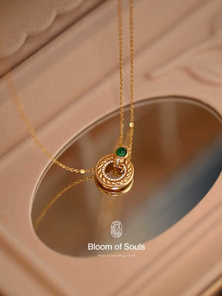 Mocha Donut Design S925 Sterling Green Green Agata Luxuria Collana Fritta colpismi ciondolo francese nuovo