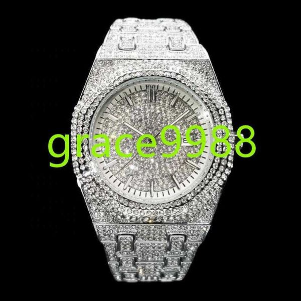 Nuovo stile di lusso Real Diamond Watch Honeycomb Impostazione White CVD Moissanite orologi completamente ghiacciati per maschi