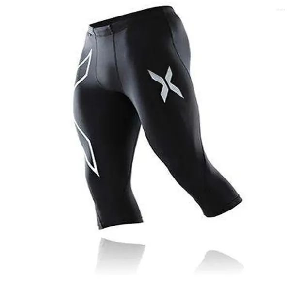 Calças de compressão de shorts masculinos que executam leggings fitness bodybuilding masculino treino magro de calça respirável rápida seca
