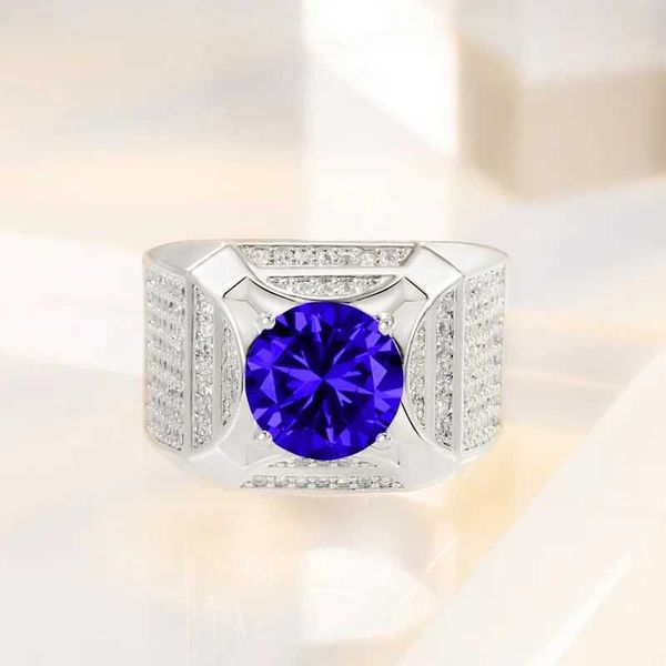 2pcs anéis de casamento solitário laboratório masculino Sapphire Diamond Ring 925 Sterling Silver noivado de prata anéis de casamento para homens jóias de festa de aniversário