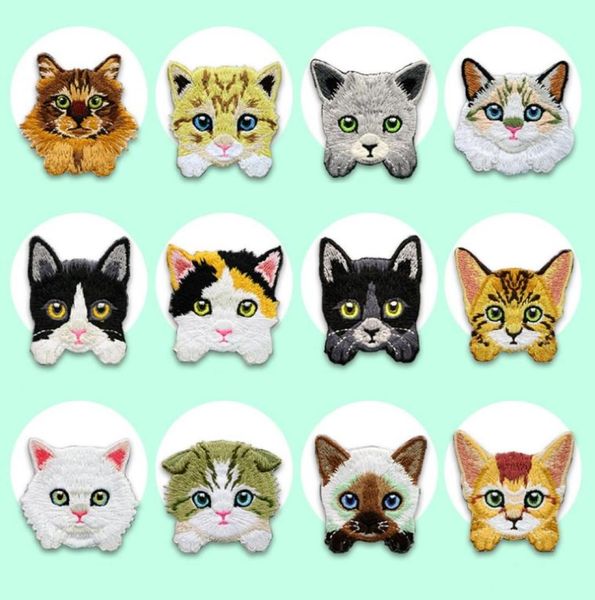Noções de desenho animado bordados patches fofos de ferro em patch para sacos de roupas jaquetas variadas de adesivo de gato pequeno acessor DIY Acessor7590669