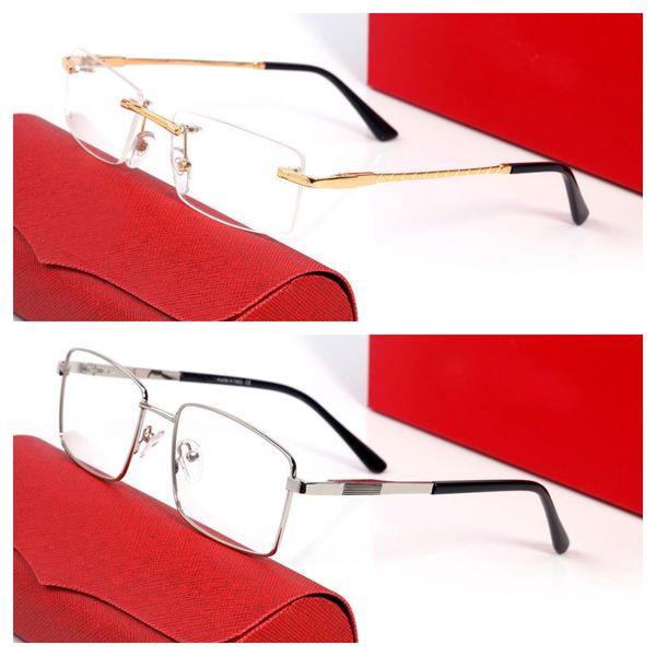 Optische Frames Randfreie Metallrahmen Gläser klares Objektiv Rechteck Brille Variante für Mann Unisex hochwertige Designer Brille Acces Herren Trendy Quadratgläser