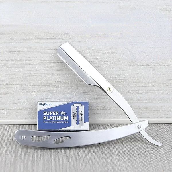 2024 1pcs Herren Rasiermesser professionelles Handbuch Straight Rasiermesser Rasiermesser Falten aus rostfreiem Stahl Gesicht Haarentfernung kostenlos 10 Blades Herren Rasiermesser für