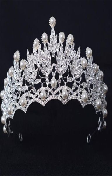 Vintage Wedding Bridal Strass Crown Tiara Crystal Princess Fascia Accessori per capelli Gioielli Copricapo di perle Queen Fascia per capelli S3093321