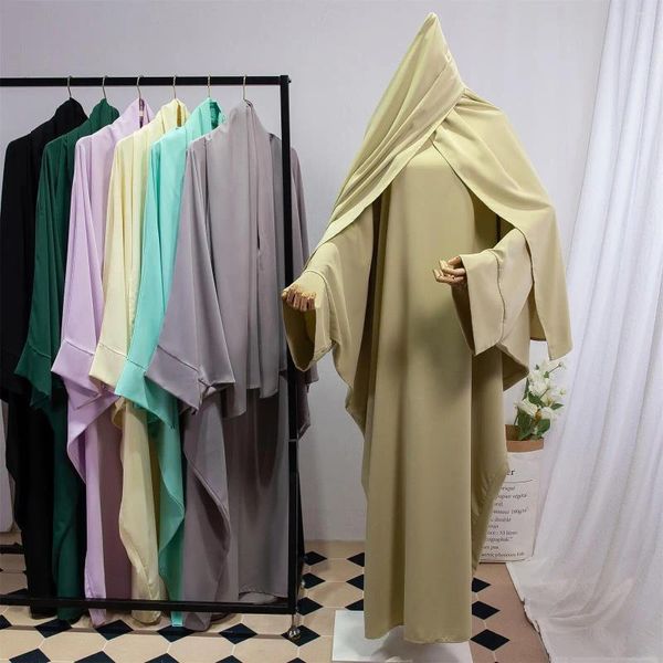 Roupas étnicas muçulmanas abaya com hijab duas peças mulheres jilbabs islâmico dubai saudi manto turco vestidos de oração soltos kaftans soltos