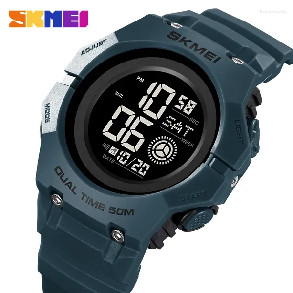 Relógios de pulso skmei relógio elétrico masculino genuíno através do Exército Blue Green Lake Black grande Digital Double Time Stopwatch 2261