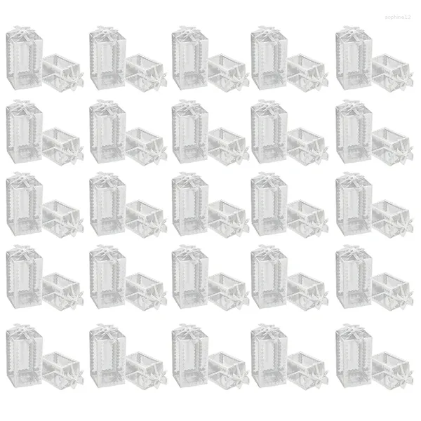 Confezione regalo SV-50 pezzi Scatole in PVC trasparente con cubi di plastica per cupcake, bomboniere, compleanni, anniversari, scatole trasparenti
