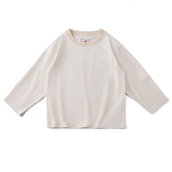 Japanische Vintage -Schlicht -Langarm -T -Shirt -Männer Frühling Herbst Runde Hals Feste Farbe Kämmte Baumwolle T -Shirt Casual Pullover 240318