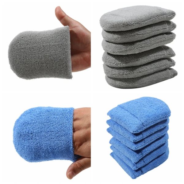 2/4/6pcs Yumuşak mikrofiber araba balmumu aplikatör eldivenleri parlatma sünger balmumu köpük araba balmumu aplikatör pad araba detaylandırma temizleme araçları