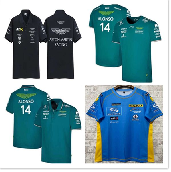 T-shirt da uomo Aston Martin Jersey T-shirt AMF1 Polos 2023 T-shirt Fenando Alonso ufficiale Formula 1 tuta da corsa F1 Shirt Polo Moto Moto Tees 1425ess