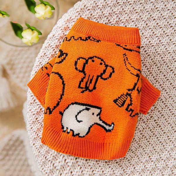 Hundekleidung Elefant Pullover Haustier Kleidung warmes Stricken Kleidung Hunde Kostüm Mode Baumwolle Chihuahua Frühling Herbst Orange Junge Maskottchen