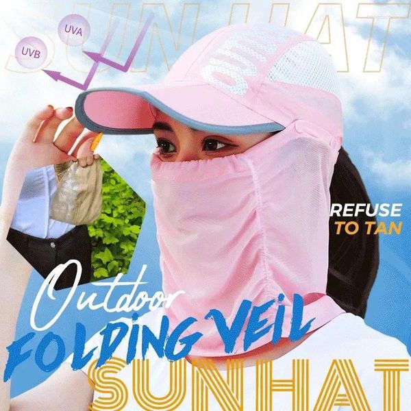 Berets Outdoor Folding Veil Sun Hat Summer Sunscreenquick Drying Sports Baseball Cap Съемная дышащая маска для лица
