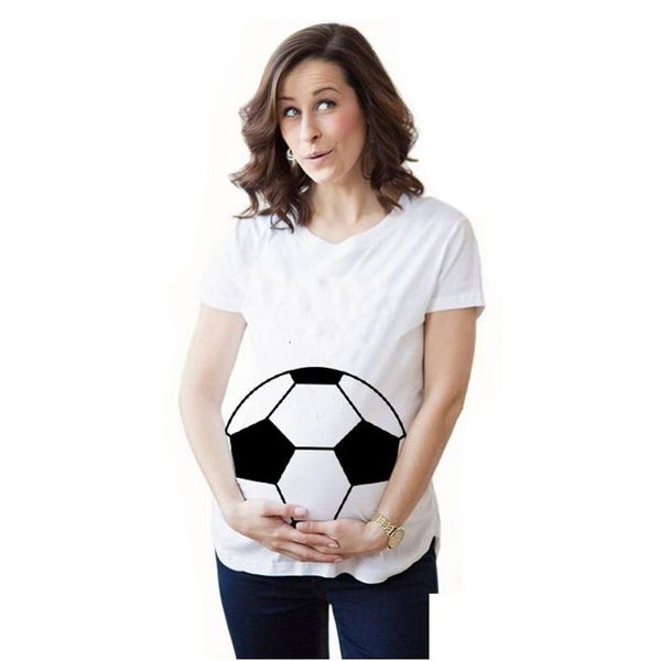 Maternidade Tops Tees Football T-shirt Poupas de mangas curtas Casual Diversão 230512 Drop Deliver