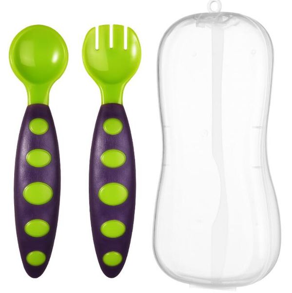 Utensili a cucchiaio silicone set set di cibi ausiliari per bambini impara a mangiare stoviglie per bambini pieghevole.