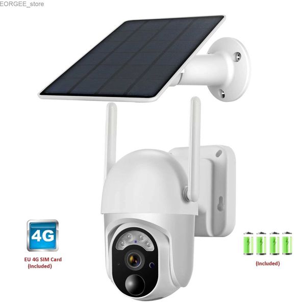 Outras câmeras CCTV 4G LTE CELLULAR 3MP Câmera IP de segurança solar com cartão SIM Bateria interna sem fio 2,8 mm Pan 355View S40 Y240403