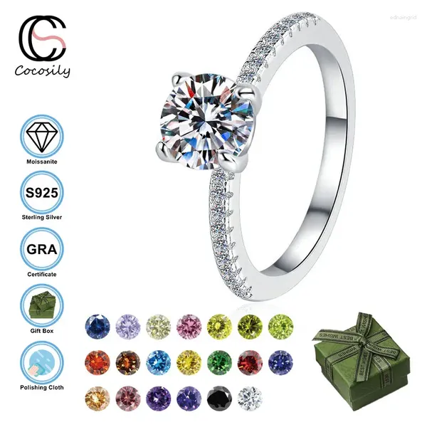 Anelli di cluster Cocosily D Colore 1ct Moissanite S925 Sterling Sterling Four Claw Micro Inlay Fashi