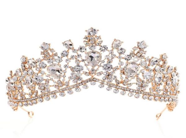 Lüks Rhinestone Tiara Taç Kristal Gelin Saç Aksesuarları Düğün Başlıkları Quinceanera Pageant Prom Kraliçe Tiara Prenses CR2765626