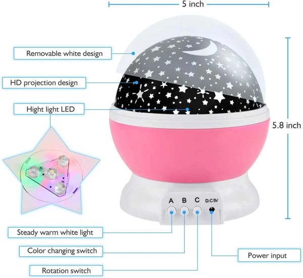 Kids Night Light Nebula Star Projector LED COLORE CHIMMODARE USB/batteria Baby Girl Boy Regali di lampada notturna romantica