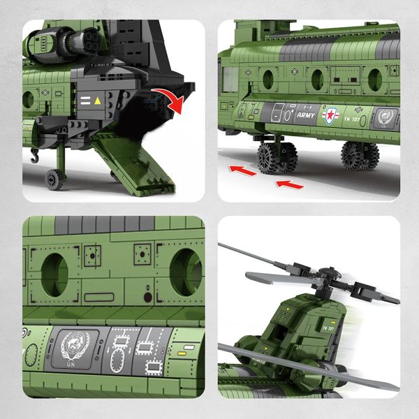 Flugzeugserie Chinook Helicopter Building Blocks Modell berühmte WWII Military Fighter Moc Ziegel Sets Jungen Spielzeug Geschenk für Kinder