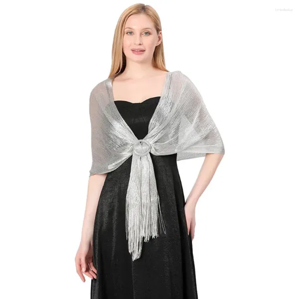 Schals Brautjungfer Sparkling Metallic Schal Mode mit Schnalle Braut glänzende Schals Hochzeitsfeier Gold Silber Lady Cape Wraps