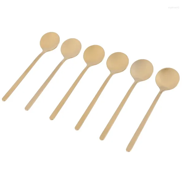 Set di stoviglie in acciaio inossidabile 6pcs cucchiai espresso cucchiai per caffè zucchero da zucchero gelato zuppa gelati antipasto (oro)