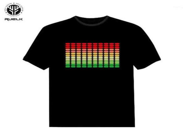 Ruelk 2018 Sound Activated LED Shirt Light e giù Equalizzatore lampeggiante El Tshirt Men per roccia Dj Party DJ T Shirt11636476