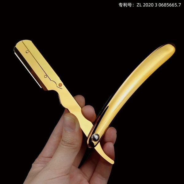 2024 Männer rasieren Friseur Werkzeuge Haare schwarzes Klapper -Rasierer Messer Edelstahl gerade Rasiermesser Barbearien Halter Geschenk sicher, hier sind 3