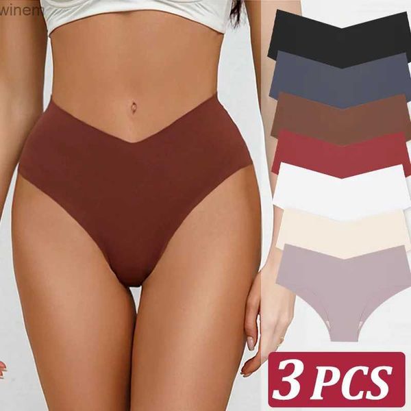 Mutandine femminili 3 pezzi di donne senza cucitura in lingerie sexy sexy a forma a V tessuto di seta ghiacciata 10 Lingerie elastica elastica di terra elastica S-XLL2404