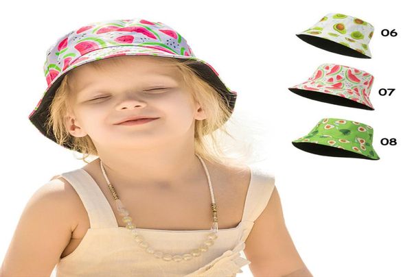 INS BABY SUN HATS HELMET Flower Watermelon Fruit Stampato Sunhat Child Fashion Leopard Tope Lovely Summer Tie Dye Beach Bucket Hat44463393