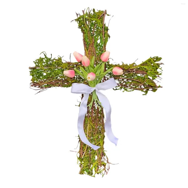Декоративные цветы пасхальная весенняя гриля гирлянда зеленый 40 x 30 см шелковый шарф -шарф входная дверь, висеть