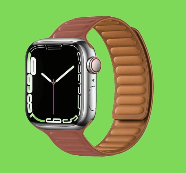 Кожаная ссылка для Apple Watch Band 44 мм 40 мм 41 мм 45 мм 42 мм 38 мм оригинальный браслет Magnetic Loop Series 3 5 4 4 SE 6 7 Строка H8863600