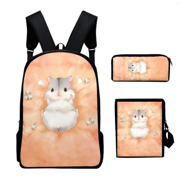 Backpack Youthful Mouse 3D Print 3pcs/Set Student Travel Borse Laptop Daypack Stucco a spalle matita Case