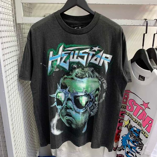 Pessoas de camiseta hellstar e americana e americana e americana lava as pessoas da camiseta curta de mangas curtas na moda