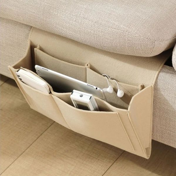 2024 1PC Felt Bolsa de cabeceira de cabeceira de cabeceira de cabeceira de cama de cama de mesa de mesa de mesa de mesa de mesa de controle remoto suspender o caddy couch storage organizador de cama bolsos com certeza,