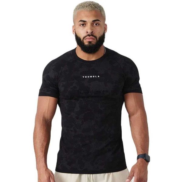 T-shirt maschile Compressione T-shirt rapido a secco maschile Fitness che corre sport camicia slim manica corta tops maschio bodybuilding addestramento abbigliamento 2443