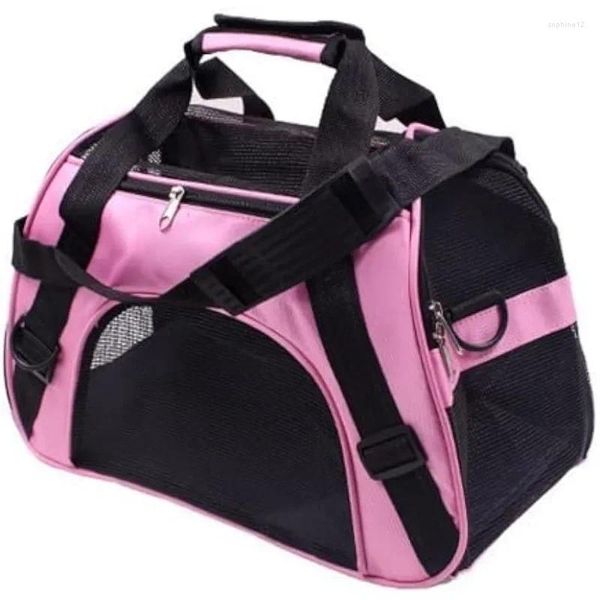 Dog Apparel Pet Bag Weawer Backpack Backpack portátil Crossbody Blindable Plástico Malha de plástico