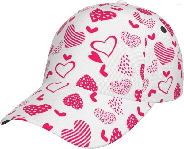 Ballkappen Unisex Vintage Valentinstag Hearts Print Papa Baseballhüte für Männer und Frauen