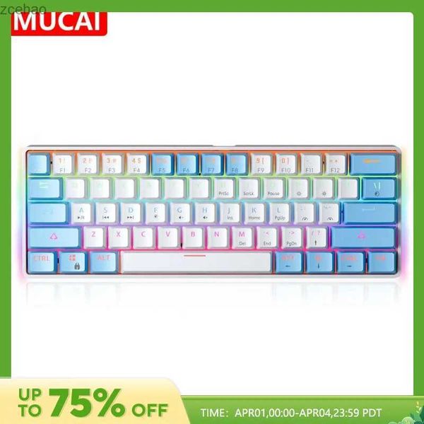 Tastaturen MUCAI MK61 USB Gaming Machine Tastatur Red Switch 61 Taste Draht Abnehmbares Kabel RGB Backlight Thermal STITL2404