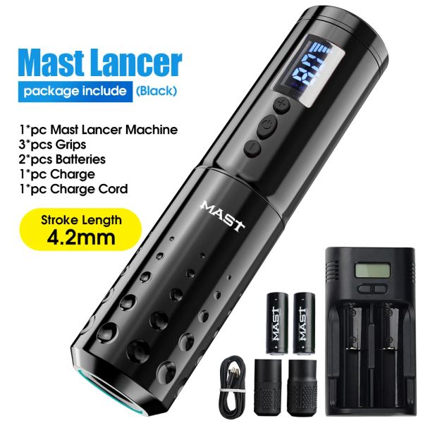 Maschine 3,5 mm/4,2 mm Mast Tattoo Lancer Wireless LED -Display Rotary Tattoo Hine Stift Austauschbares Batterie -Make -up Dauerhaftes Zubehör