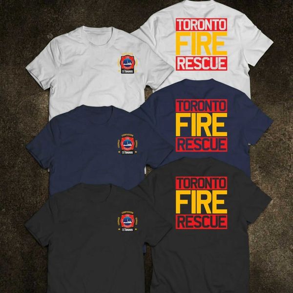 T-shirt maschile Toronto Fire Fire Rescue T-shirt 100% Cotton O-Neck Short Short Short Casual Mens Dimensione S-3XL J240402