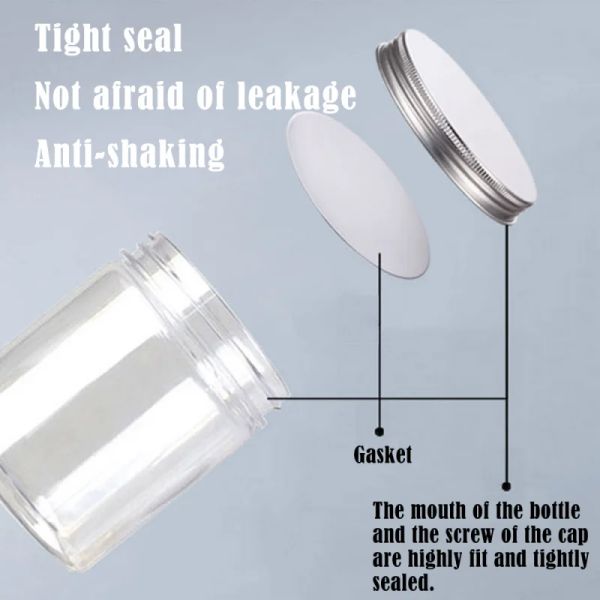 5pcs 20ml-250ml Haustierplastikglas mit Aluminiumdeckel Schraubbehälter leerer kosmetischer Cremepulver Make-up-Aufbewahrungsglasflasche