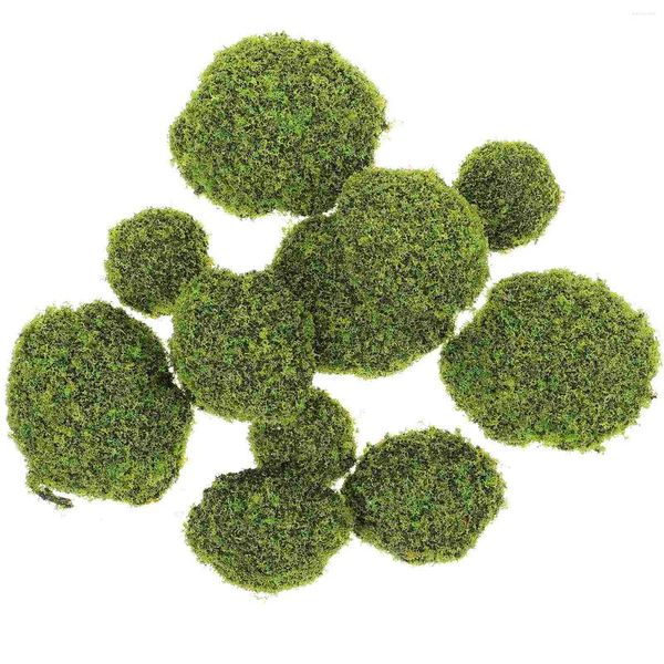 Dekoratif Çiçekler 12 PCS Bahçe Dekorasyonu Sahte Yosun Taş Mikro Peyzaj Tesisi Renk Yeşil Düzen PROP Yapay Süs Bonsai