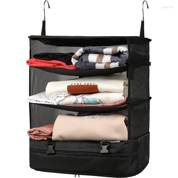 Depolama Çantaları Taşınabilir Giyim Asma Çantası Çıkarılabilir Kamp 3 Raf Bavul Döküm Rafları