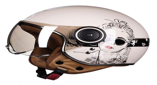 BEON Casco moto retrò Vintage Cafe Racer Classicfashion Chopper Casco moto Moto per moto7839669