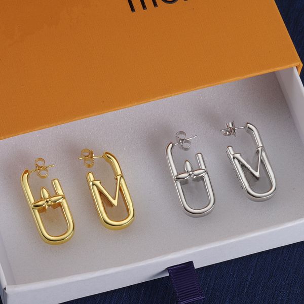 Com Box Women Women Designer Jewelry Charm Earrings Carta da marca Carta da marca de aço inoxidável ouro Brinho de moda prateada de prata Presente de joias de casamento