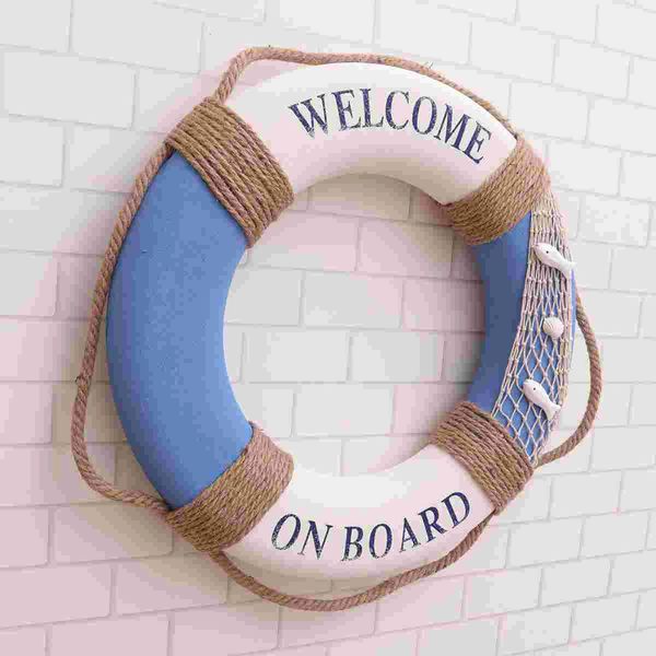 Life Ring Nautical Wall Willkommenstür Schild an Bord der Skulptur LifeBuoy für Sommer Ozean Veranda Ornamente Küstendekor 240403