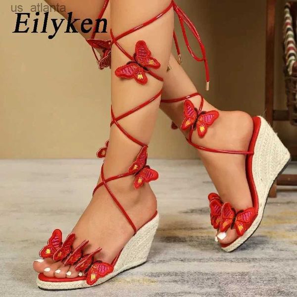 Отсуть обувь новая модная бабочка-узлы лодыжка поперечной ремешки на платформу платформы сандалии женские женские высокие каблуки