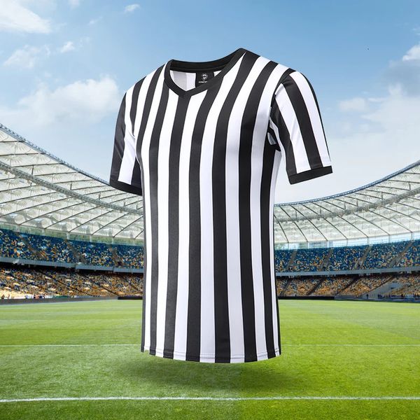 2223 Professional Football Referee Uniform Custom Shirts für Erwachsene schwarze weiße Fußballtrikots Training Kleidung Hemd 240321