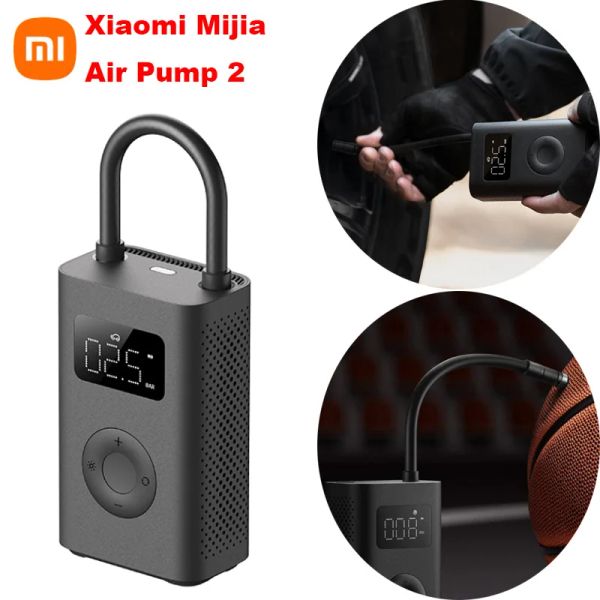 Controllo Xiaomi Mijia Compressore elettrico portatile 2 mini pompa dell'aria da 150 psi Typec LED Multitool Multitool per sfera per auto